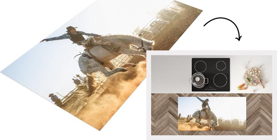 KitchenYeah Keukenloper Loper keuken Paard Cowboy Stof 120x60 cm Keukenloper vinyl