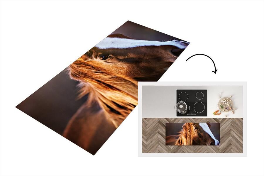 KitchenYeah Keukenloper Loper keuken Paard Licht Vacht 120x50 cm Keukenloper vinyl