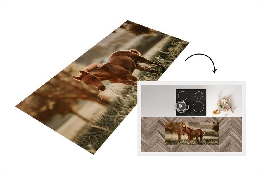 KitchenYeah Keukenloper Loper keuken Paard Licht Weide 120x50 cm Keukenloper vinyl