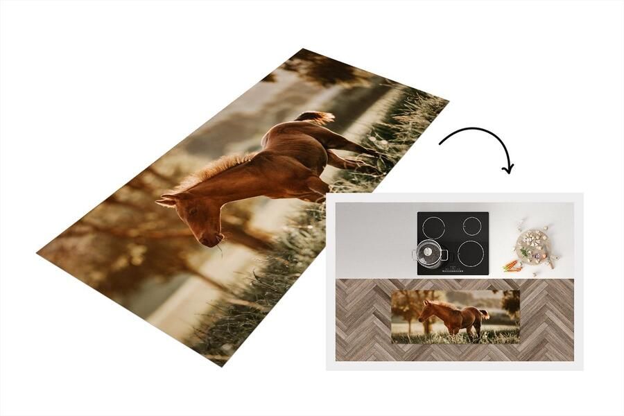 KitchenYeah Keukenloper Loper keuken Paard Licht Weide 120x50 cm Keukenloper vinyl