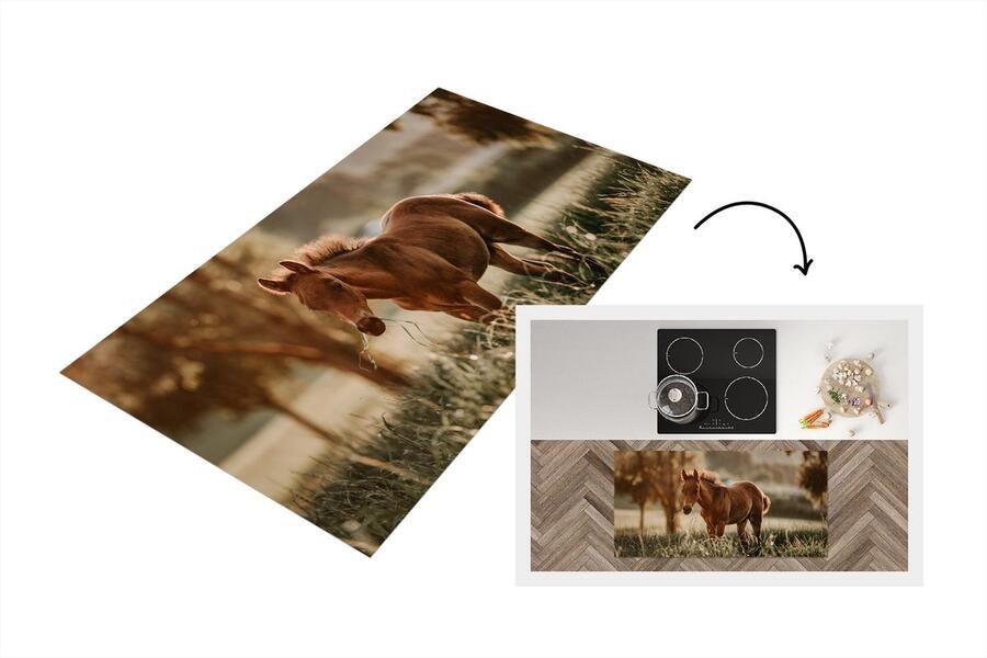 KitchenYeah Keukenloper Loper keuken Paard Licht Weide 120x60 cm Keukenloper vinyl