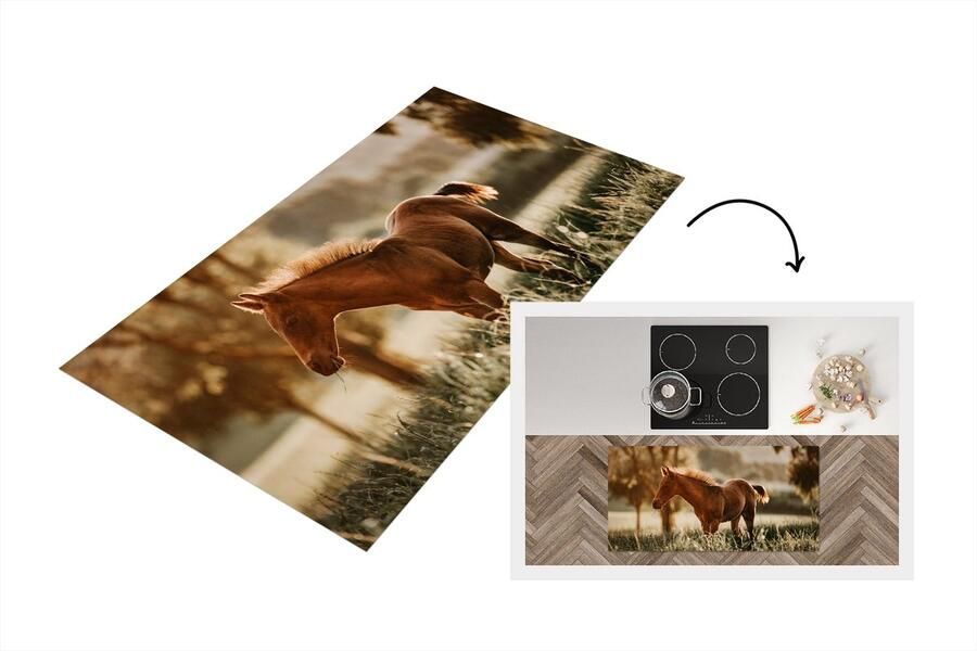 KitchenYeah Keukenloper Loper keuken Paard Licht Weide 120x60 cm Keukenloper vinyl