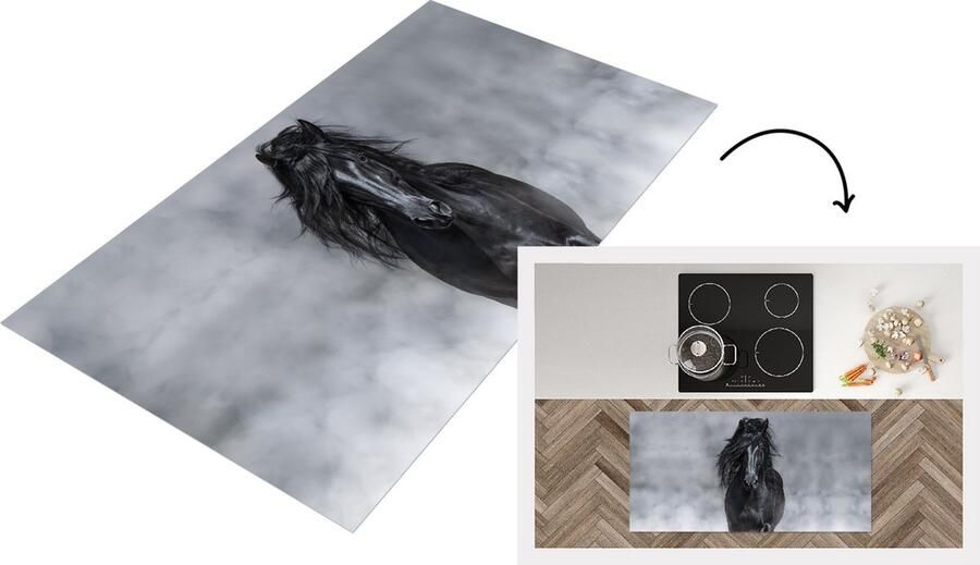 KitchenYeah Keukenloper Loper keuken Paard Rook Grijs 120x60 cm Keukenloper vinyl