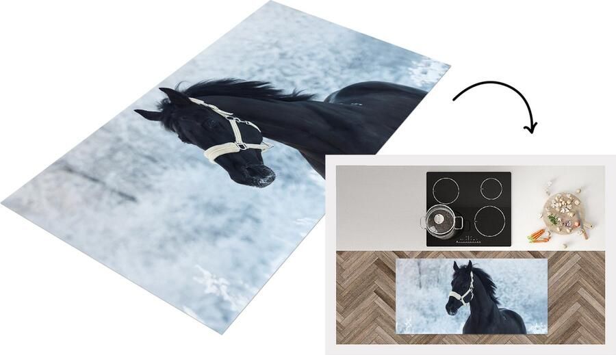 KitchenYeah Keukenloper Loper keuken Paard Sneeuw Bos 120x60 cm Keukenloper vinyl