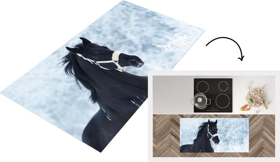 KitchenYeah Keukenloper Loper keuken Paard Sneeuw Winter 120x60 cm Keukenloper vinyl