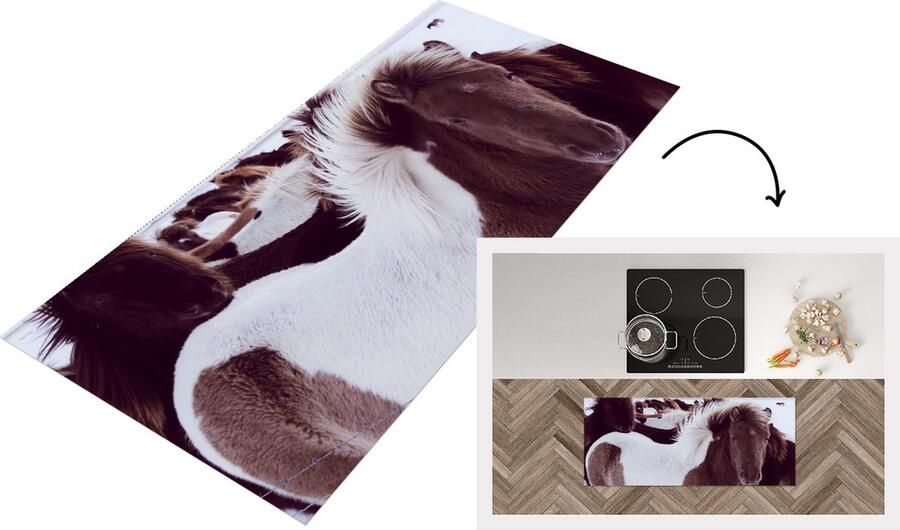 KitchenYeah Keukenloper Loper keuken Paard Sneeuw Wit 120x50 cm Keukenloper vinyl