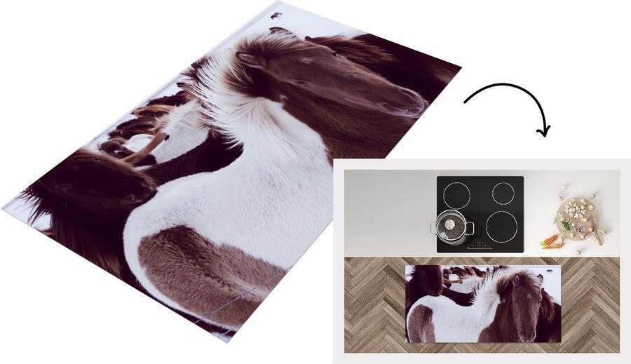 KitchenYeah Keukenloper Loper keuken Paard Sneeuw Wit 120x60 cm Keukenloper vinyl