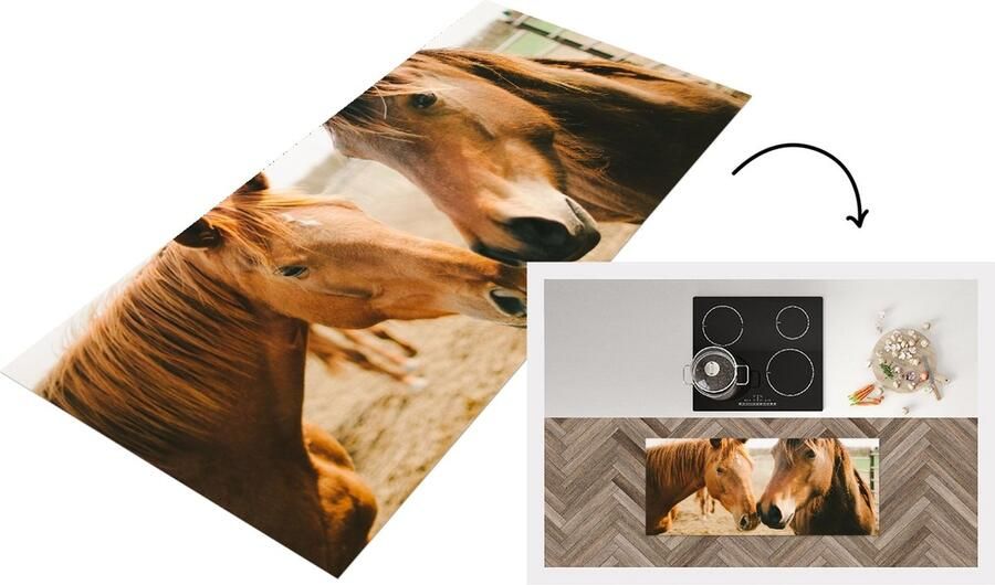 KitchenYeah Keukenloper Loper keuken Paard Strand Dieren 120x50 cm Keukenloper vinyl