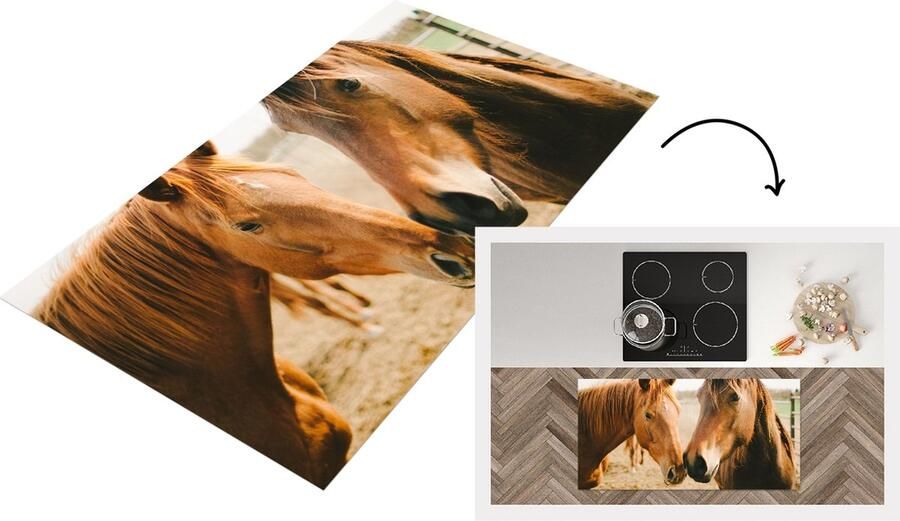 KitchenYeah Keukenloper Loper keuken Paard Strand Dieren 120x60 cm Keukenloper vinyl