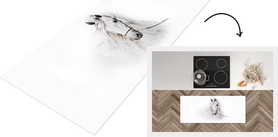 KitchenYeah Keukenloper Loper keuken Paard Waterverf Hoofdstel 120x50 cm Keukenloper vinyl