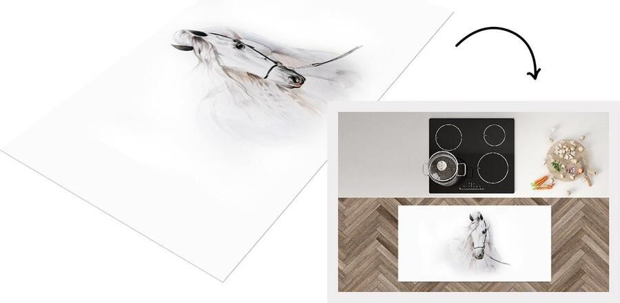 KitchenYeah Keukenloper Loper keuken Paard Waterverf Hoofdstel 120x60 cm Keukenloper vinyl