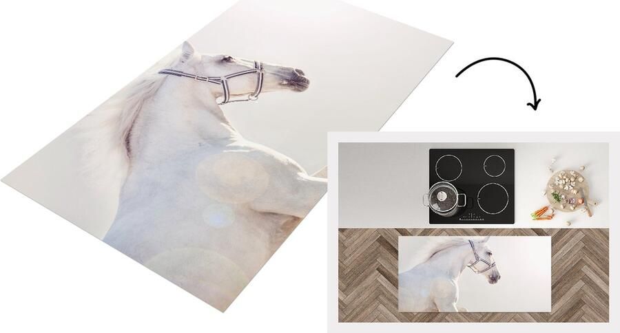 KitchenYeah Keukenloper Loper keuken Paard Wit Manen 120x60 cm Keukenloper vinyl