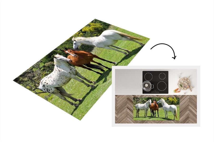 KitchenYeah Keukenloper Loper keuken Paarden Boom Schaduw 120x60 cm Keukenloper vinyl
