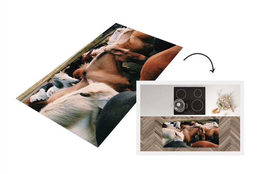 KitchenYeah Keukenloper Loper keuken Paarden Dieren Wild 120x60 cm Keukenloper vinyl