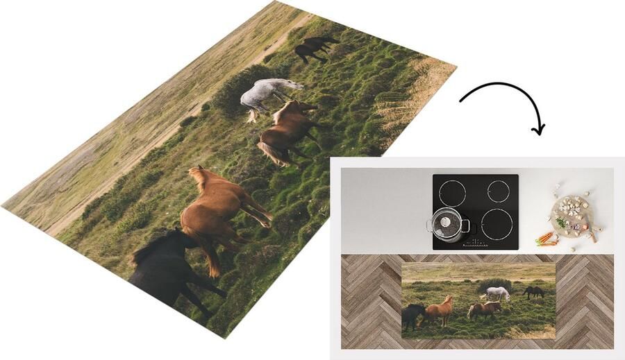KitchenYeah Keukenloper Loper keuken Paarden Gras IJsland 120x60 cm Keukenloper vinyl