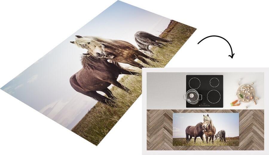 KitchenYeah Keukenloper Loper keuken Paarden Gras Lente 120x60 cm Keukenloper vinyl