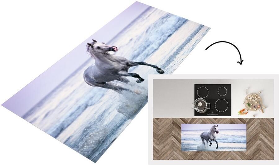 KitchenYeah Keukenloper Loper keuken Paarden Lucht Zee 120x50 cm Keukenloper vinyl