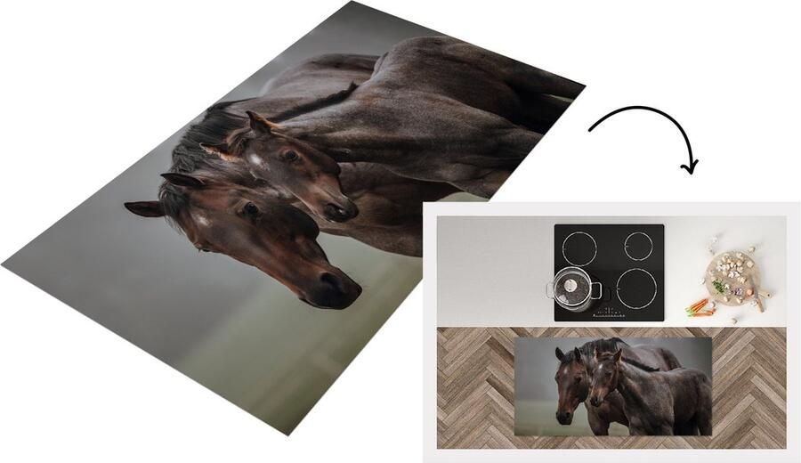 KitchenYeah Keukenloper Loper keuken Paarden Mist Landschap 120x60 cm Keukenloper vinyl