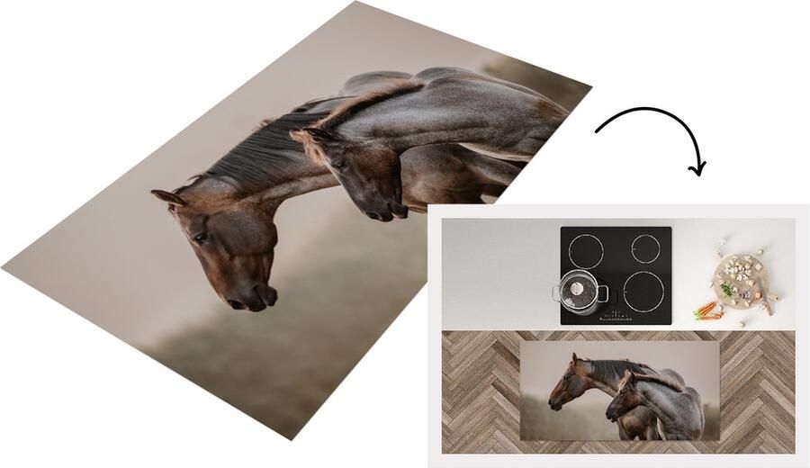 KitchenYeah Keukenloper Loper keuken Paarden Mist Weide 120x60 cm Keukenloper vinyl