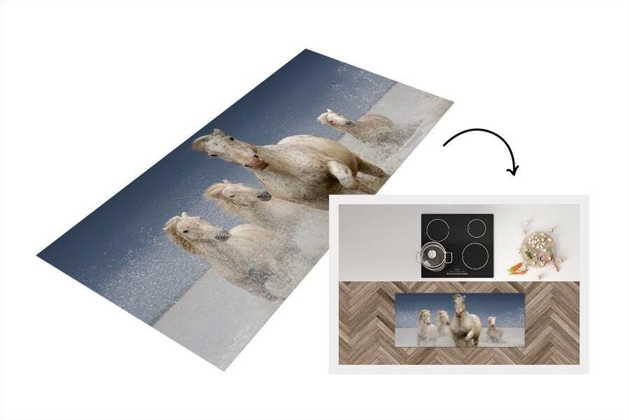 KitchenYeah Keukenloper Loper keuken Paarden Water Modder 120x50 cm Keukenloper vinyl