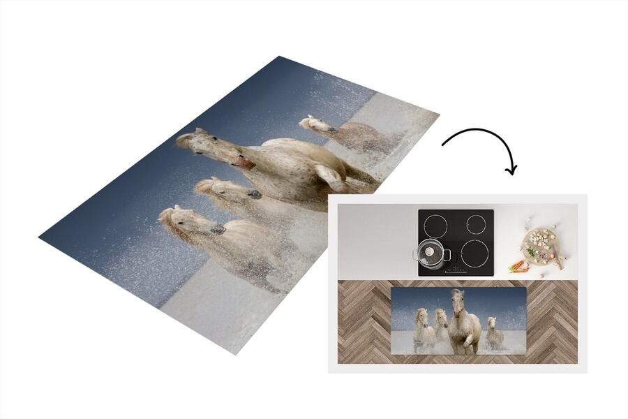 KitchenYeah Keukenloper Loper keuken Paarden Water Modder 120x60 cm Keukenloper vinyl