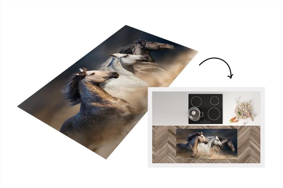 KitchenYeah Keukenloper Loper keuken Paarden Zand Stof 120x60 cm Keukenloper vinyl