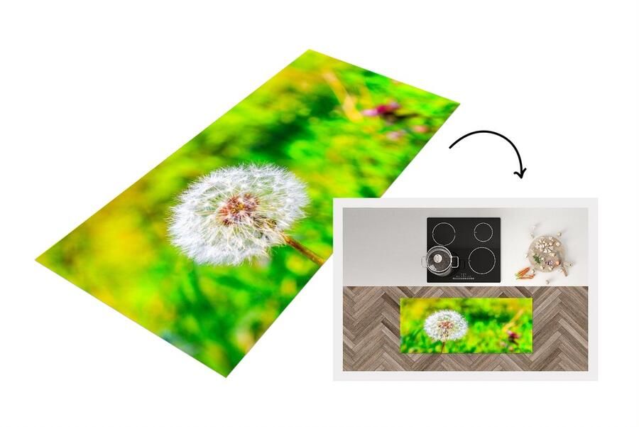 KitchenYeah Keukenloper Loper keuken Paardenbloem Grasveld Bloem 120x50 cm Keukenloper vinyl