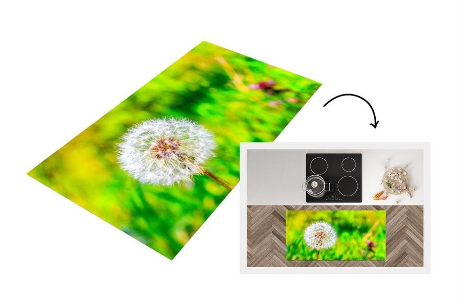 KitchenYeah Keukenloper Loper keuken Paardenbloem Grasveld Bloem 120x60 cm Keukenloper vinyl