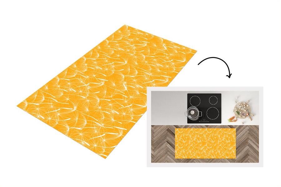 KitchenYeah Keukenloper Loper keuken Paardenbloem Oranje Bloemen Zomer 120x60 cm Keukenloper vinyl