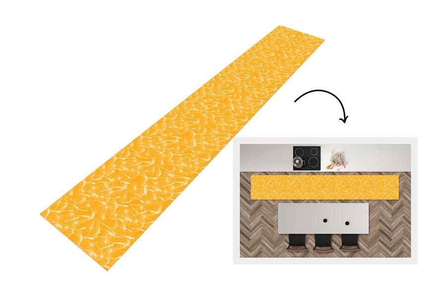 KitchenYeah Keukenloper Loper keuken Paardenbloem Oranje Bloemen Zomer 300x50 cm Keukenloper vinyl