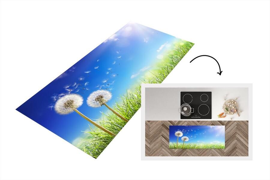 KitchenYeah Keukenloper Loper keuken Paardenbloem Zaden Lente 120x50 cm Keukenloper vinyl