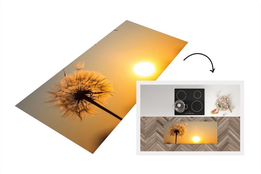 KitchenYeah Keukenloper Loper keuken Paardenbloem Zon Zonsondergang 120x50 cm Keukenloper vinyl