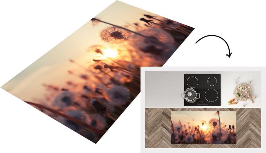 KitchenYeah Keukenloper Loper keuken Paardenbloem Zonsondergang Lente 120x60 cm Keukenloper vinyl