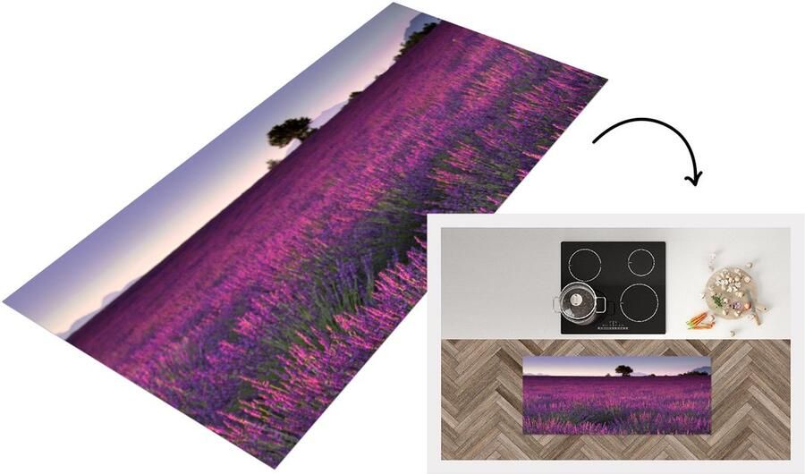 KitchenYeah Keukenloper Loper keuken Paarse lavendel bloemen in een veld 120x50 cm Keukenloper vinyl