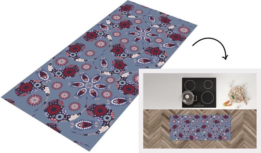 KitchenYeah Keukenloper Loper keuken Paisley Bloemen Patronen 120x50 cm Keukenloper vinyl