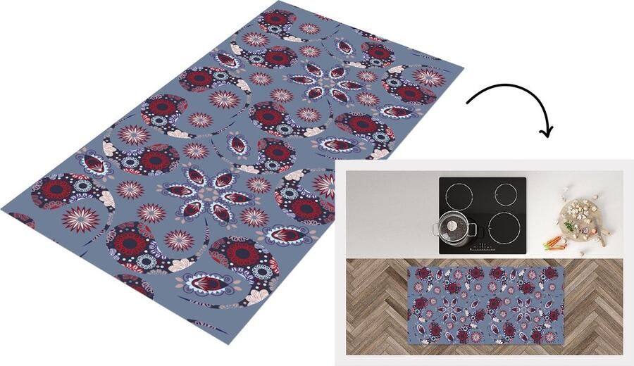 KitchenYeah Keukenloper Loper keuken Paisley Bloemen Patronen 120x60 cm Keukenloper vinyl