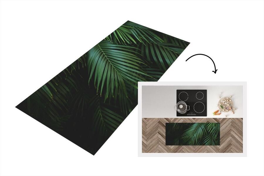 KitchenYeah Keukenloper Loper keuken Palmbladeren Palmen Tropical 120x50 cm Keukenloper vinyl