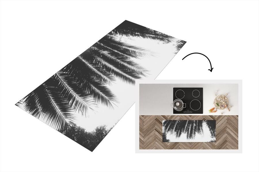 KitchenYeah Keukenloper Loper keuken Palmbladeren Tropisch Zon Palmboom 120x50 cm Keukenloper vinyl