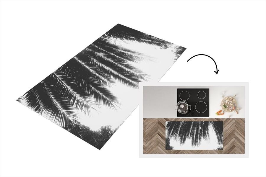 KitchenYeah Keukenloper Loper keuken Palmbladeren Tropisch Zon Palmboom 120x60 cm Keukenloper vinyl