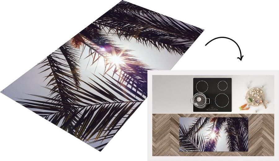 KitchenYeah Keukenloper Loper keuken Palmbladeren Zon Zomer 120x60 cm Keukenloper vinyl