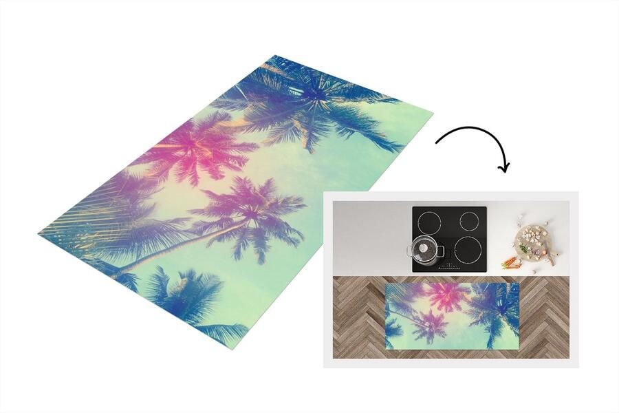 KitchenYeah Keukenloper Loper keuken Palmbomen Palmbladeren Palm Zomer Tropisch 120x60 cm Keukenloper vinyl