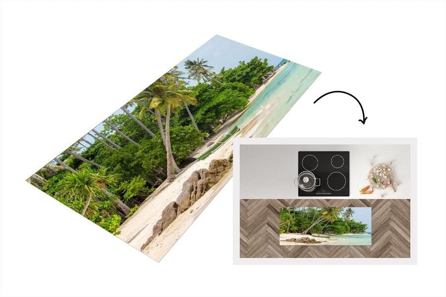 KitchenYeah Keukenloper Loper keuken Palmbomen Strand Zomer Tropisch 120x50 cm Keukenloper vinyl