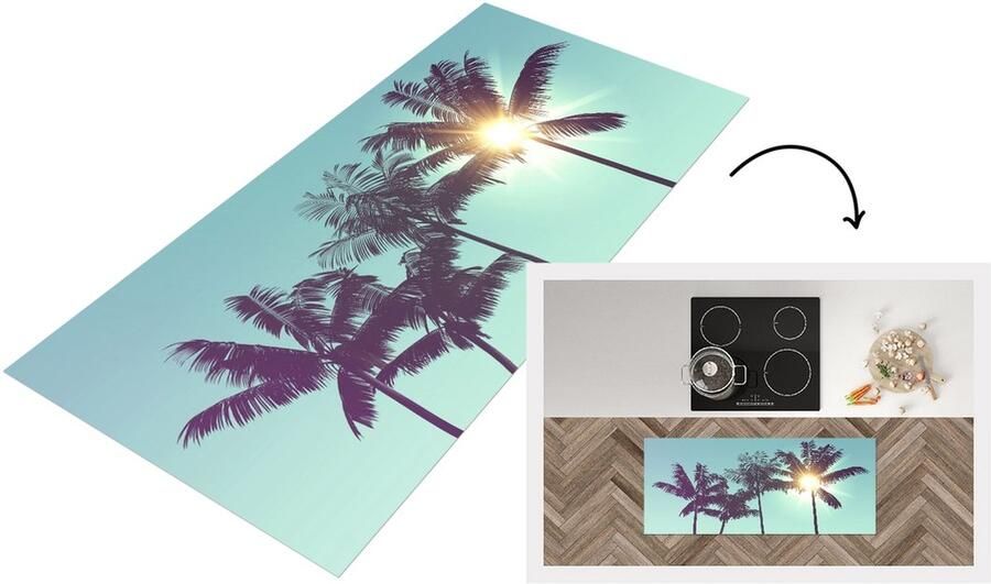 KitchenYeah Keukenloper Loper keuken Palmbomen Zomer Zon 120x50 cm Keukenloper vinyl