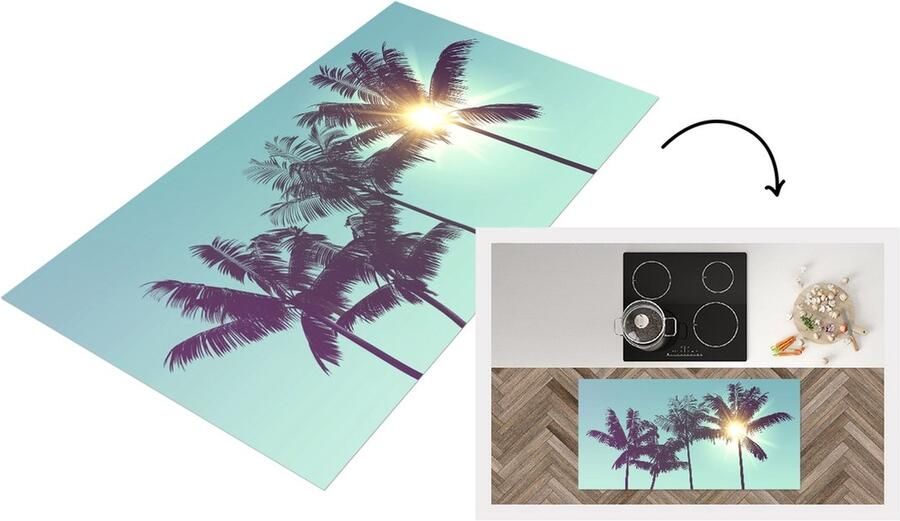 KitchenYeah Keukenloper Loper keuken Palmbomen Zomer Zon 120x60 cm Keukenloper vinyl