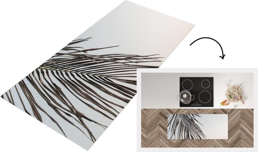 KitchenYeah Keukenloper Loper keuken Palmboom Blad Groen 120x50 cm Keukenloper vinyl