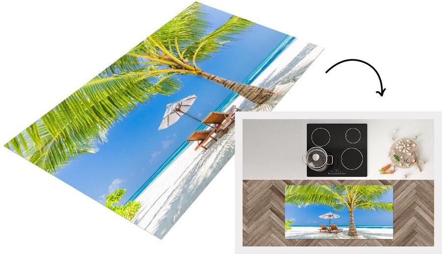 KitchenYeah Keukenloper Loper keuken Palmboom Strandstoel Parasol 120x60 cm Keukenloper vinyl