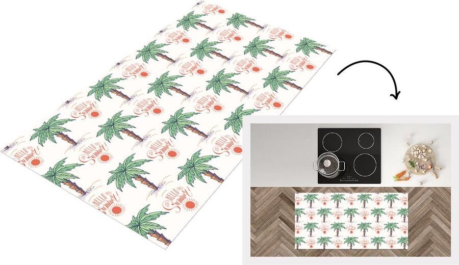 KitchenYeah Keukenloper Loper keuken Palmboom Zomer Patronen 120x60 cm Keukenloper vinyl