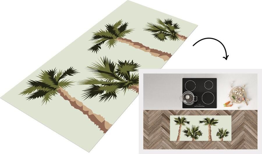 KitchenYeah Keukenloper Loper keuken Palmboom Zomer Tropisch 120x50 cm Keukenloper vinyl
