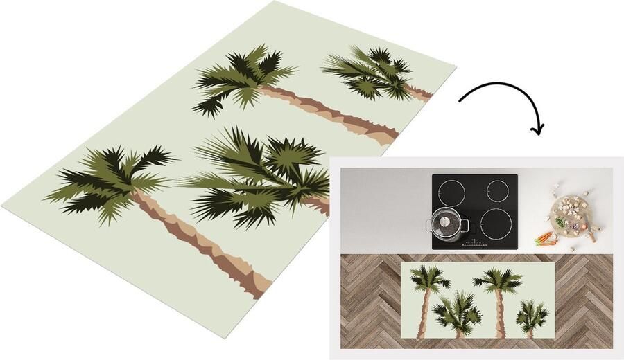 KitchenYeah Keukenloper Loper keuken Palmboom Zomer Tropisch 120x60 cm Keukenloper vinyl