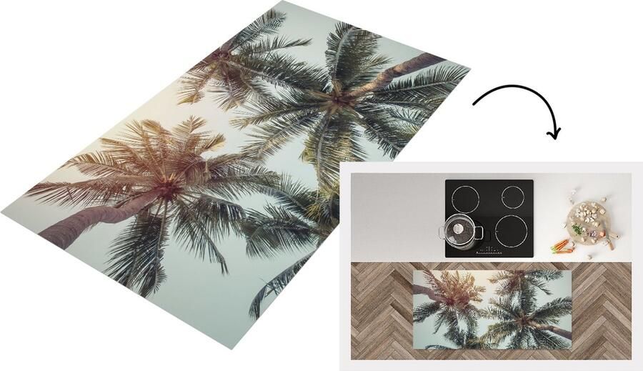 KitchenYeah Keukenloper Loper keuken Palmboom Zomer Tropisch 120x60 cm Keukenloper vinyl